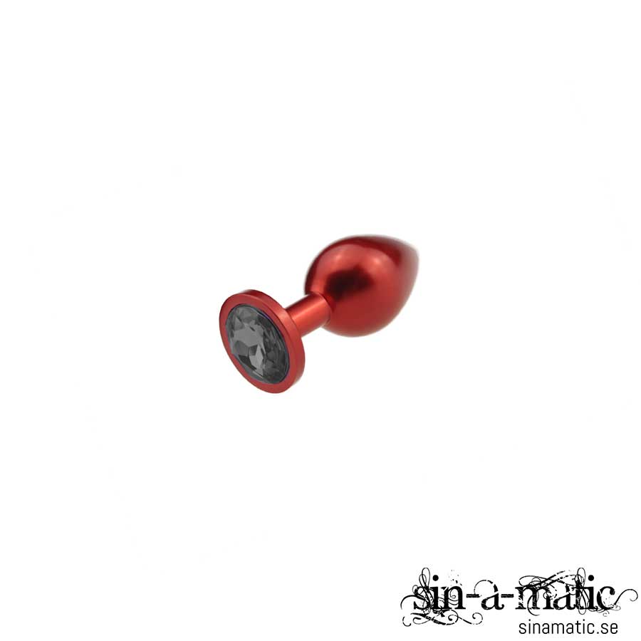 Buttplug - Anodized Red, black jewel 34mm