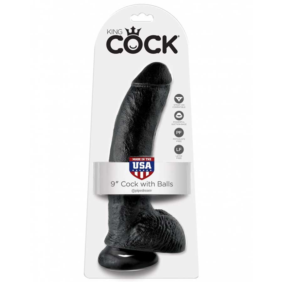 King Cock 23cm with balls, black