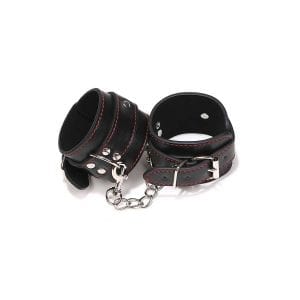 Leather Wrist Cuffs - Black & Red