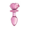 Glass Medium Anal Plug - Pink Rose