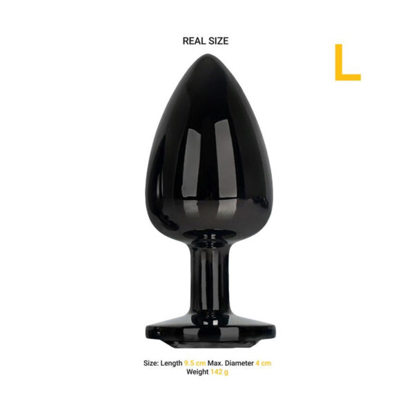 Blackgem Metallic Butt Plug with Black Jewel - Size L