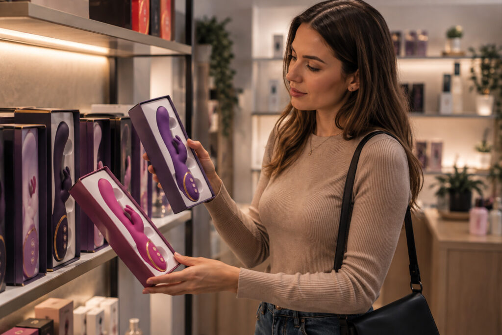 Kund jämför olika rabbitvibratorer för att hitta en modell som passar